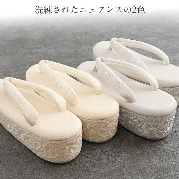 草履レディース普段用カジュアル草履オールシーズン彩小径モンプリフリーサイズLサイズグレージュクリームベージュ花刺繍1枚芯日本製EVA低反発クッション素材痛くない歩きやすい女性女性用ぞうり小紋紬色無地御召草履着物草履単品草履だけ