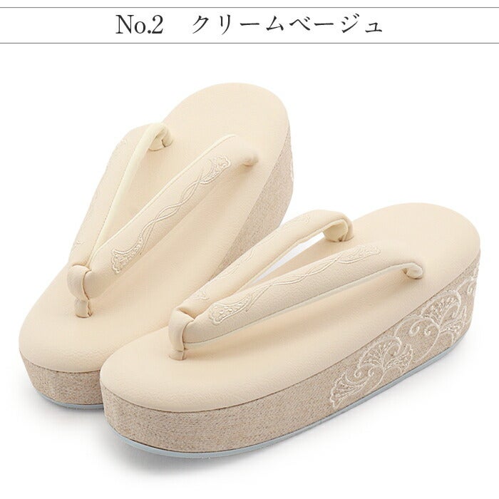 草履レディース普段用カジュアル草履オールシーズン彩小径モンプリフリーサイズLサイズグレージュクリームベージュ花刺繍1枚芯日本製EVA低反発クッション素材痛くない歩きやすい女性女性用ぞうり小紋紬色無地御召草履着物草履単品草履だけ