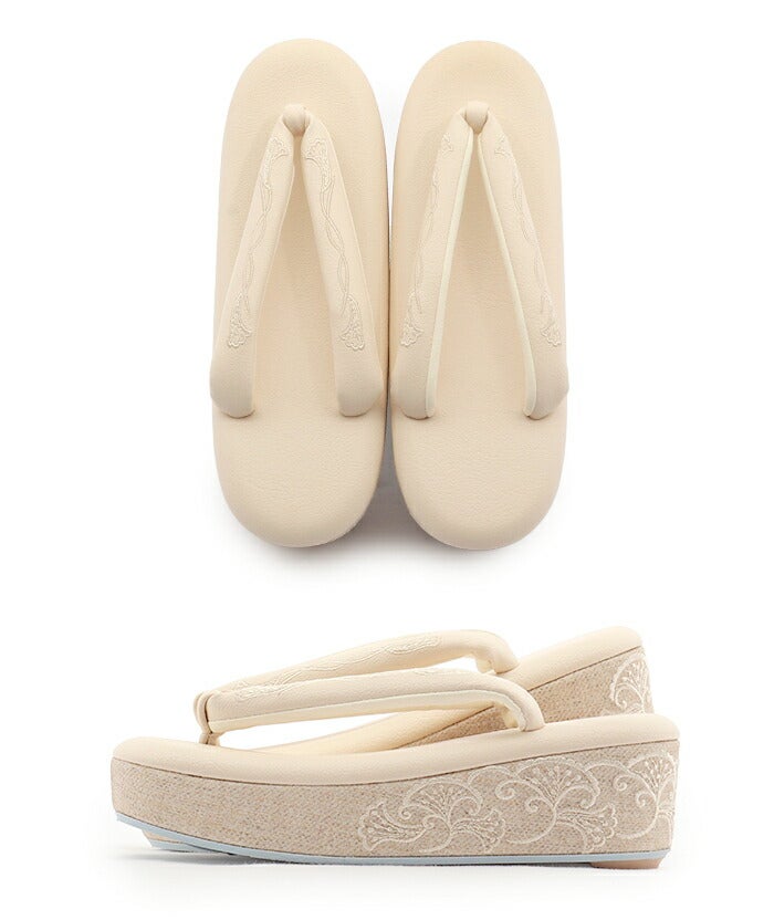 草履レディース普段用カジュアル草履オールシーズン彩小径モンプリフリーサイズLサイズグレージュクリームベージュ花刺繍1枚芯日本製EVA低反発クッション素材痛くない歩きやすい女性女性用ぞうり小紋紬色無地御召草履着物草履単品草履だけ