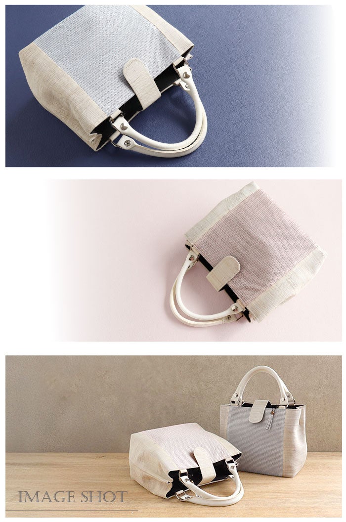 バッグお洒落バッグ夏用春夏単衣薄物夏着物彩小径麻ゴールドシルバーレッドブルーナチュラルカラー全4色日本製普段用カジュアル用軽い軽量日本製内フラップベロ付きマグネット付き手提げバッグかばん小紋紬色無地御召和装通販購入