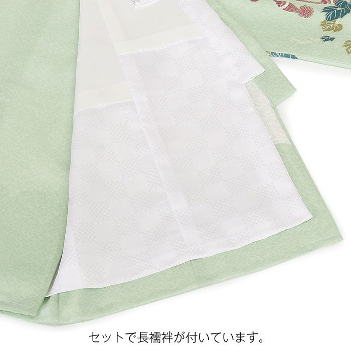 お宮参り着物男の子絹100%正絹初着掛け着産着薄緑ライトグリーン兜熨斗扇鞍馬具松竹梅御所車宝尽くし吉祥紋友禅金駒刺繍金彩新品日本製販売購入きもの祝い着のしめ初着祝着一つ身服装赤ちゃんベビー午年