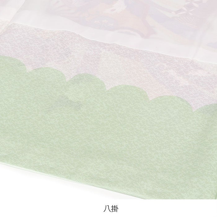 お宮参り着物男の子絹100%正絹初着掛け着産着薄緑ライトグリーン兜熨斗扇鞍馬具松竹梅御所車宝尽くし吉祥紋友禅金駒刺繍金彩新品日本製販売購入きもの祝い着のしめ初着祝着一つ身服装赤ちゃんベビー午年