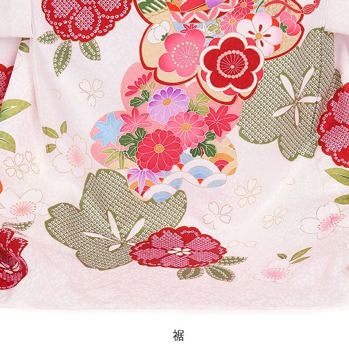 お宮参り着物女の子絹100%正絹初着掛け着産着白ホワイト毬桜万寿菊梅糸巻き宝尽くし鹿の子青海波吉祥紋様吉祥紋友禅刺繍金彩新品日本製販売購入きもの祝い着のしめ初着祝着一つ身服装赤ちゃんベビー