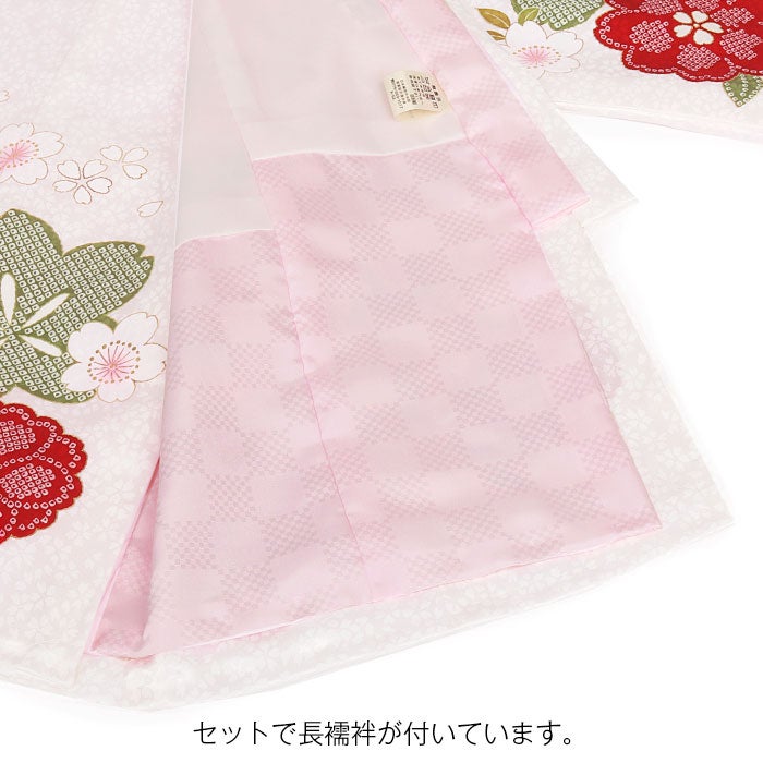 お宮参り着物女の子絹100%正絹初着掛け着産着白ホワイト毬桜万寿菊梅糸巻き宝尽くし鹿の子青海波吉祥紋様吉祥紋友禅刺繍金彩新品日本製販売購入きもの祝い着のしめ初着祝着一つ身服装赤ちゃんベビー