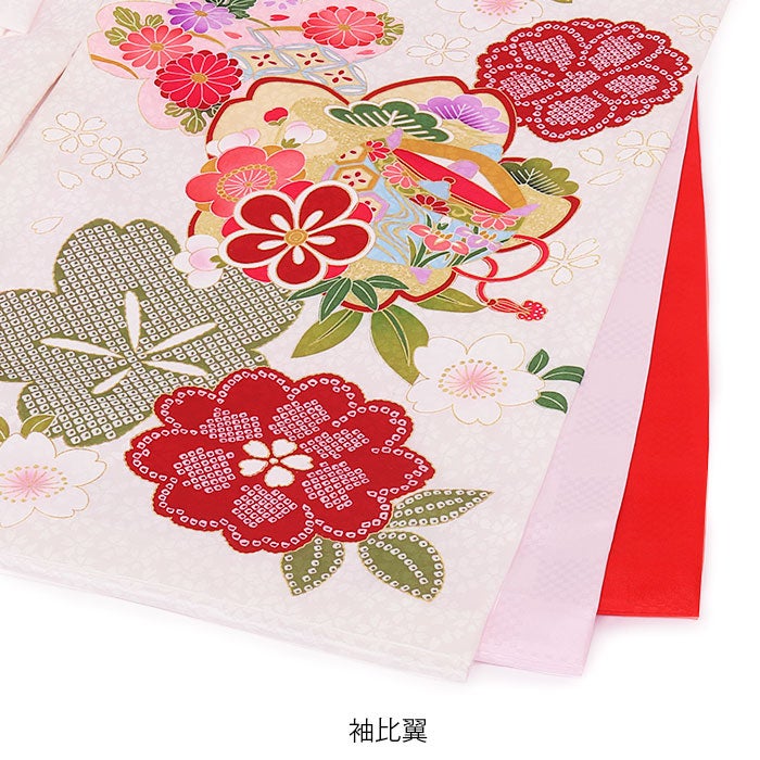 お宮参り着物女の子絹100%正絹初着掛け着産着白ホワイト毬桜万寿菊梅糸巻き宝尽くし鹿の子青海波吉祥紋様吉祥紋友禅刺繍金彩新品日本製販売購入きもの祝い着のしめ初着祝着一つ身服装赤ちゃんベビー