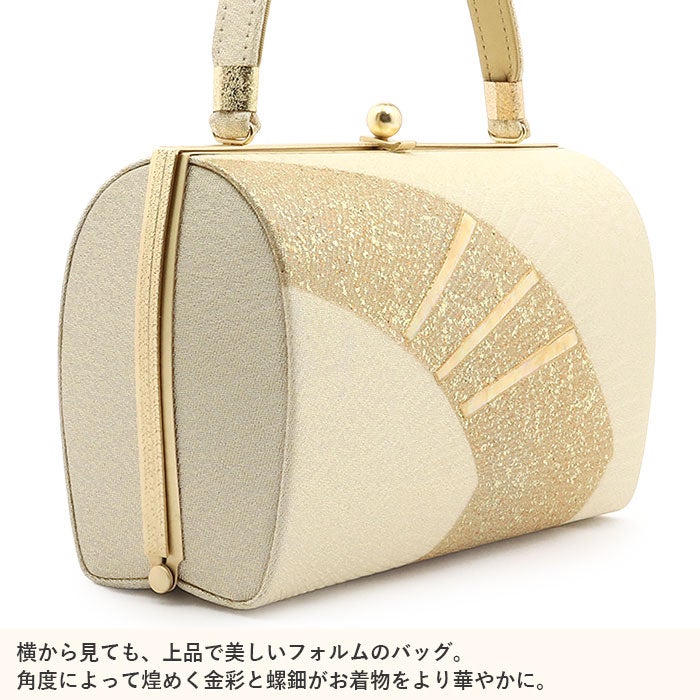 草履バッグセット留袖用訪問着用草履バッグ螺鈿細工フリーサイズLサイズシャンパンゴールド金扇金彩合皮織生地2の3枚芯痛くない黒留袖色留袖礼装用フォーマル結婚式ぞうり草履