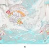 お宮参り着物女の子絹100%正絹初着掛け着産着モダン白水色ホワイト牡丹鞠花扇桜百合吉祥花友禅経済産業大臣指定伝統的工芸品ラメ刺繍ラインストーンビジュー銀彩箔使い新品販売購入きもの祝い着のしめ初着祝着一つ身服装赤ちゃんベビー