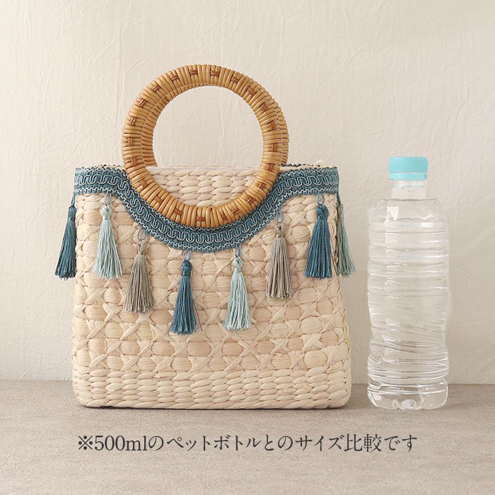 浴衣バッグキステオリジナル斜め掛けかごバッグカゴバッグショルダー2WAYレディースウォーターヒヤシンスタッセルフリンジ洋服兼用浴衣でも使える軽い軽量アジアンファスナー付き天然素材夏バッグベージュ花火大会夏祭り旅行おしゃれ大人可愛い