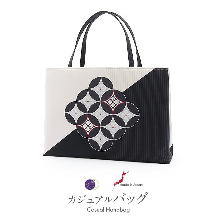 手刺繍ビーズバッグ 国産グラスビーズ レッド 七宝に華 ハンドバッグ