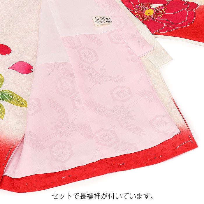 お宮参り着物女の子絹100％正絹初着掛け着産着白赤濃桃牡丹鞠金駒刺繍刺繍金彩銀通し友禅経済産業大臣指定伝統的工芸品京都織物卸商業組合理事長賞新品日本製販売購入きもの祝い着のしめ初着祝着一つ身服装赤ちゃんベビー贈答御祝い