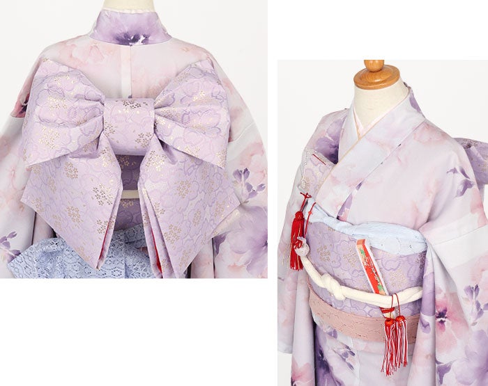 専用です☆☆薄ピンク薄紫に梅の花が可愛い作り帯☆七五三５歳から７歳 七五三 7歳 七歳 帯 作り帯 結び帯 日本製 大寸 子供用 藤紫 紫 桜 桜
