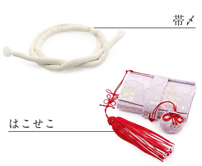 七五三 はこせこセット 7歳 6点セット 21cm 藤紫 紫 桜 桜づくし