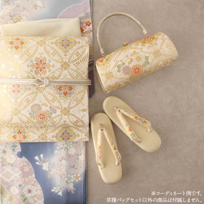 草履バッグセット留袖用訪問着用振袖用草履バッグ浅草匠MサイズLサイズ金銀ゴールドシルバー2サイズ2カラー松皮菱西陣織帯地日本製痛くない黒留袖色留袖振袖卒業袴礼装用フォーマル結婚式ぞうり草履草履バック草履バックセット着物